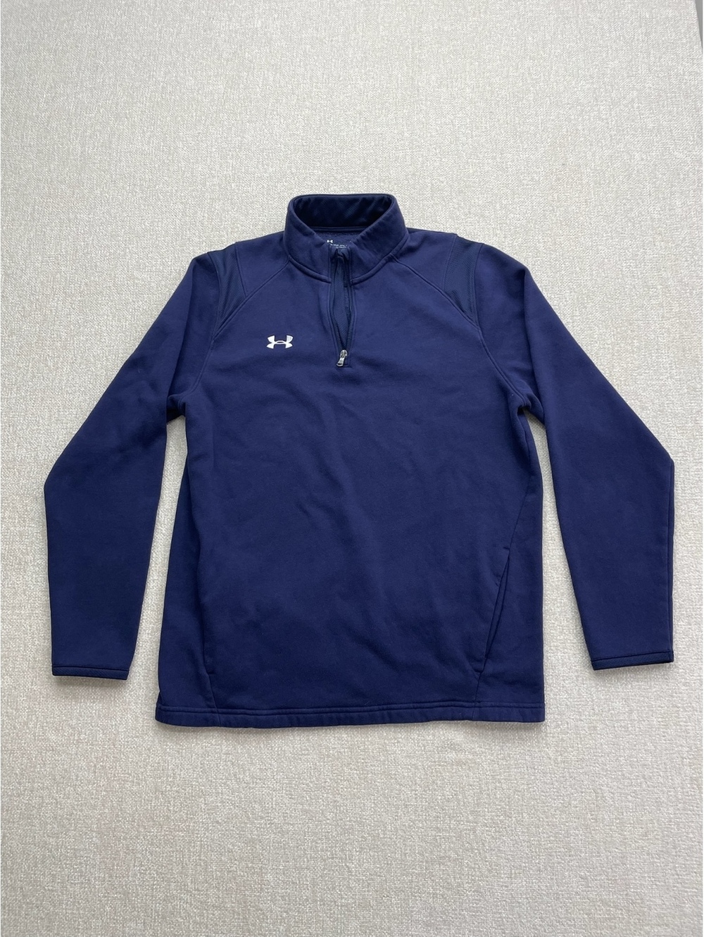 Under Armour ColdGear 1/4 Zip Pullover Mens M Navy Blue Loose Fit Fleece
